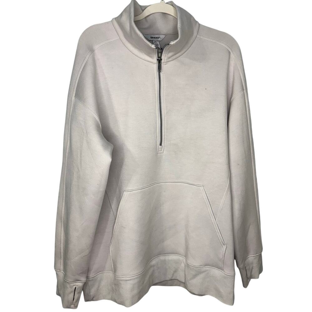 Spanx Quarter Zip Pullover Sweatshirt Women's Size XL Off White